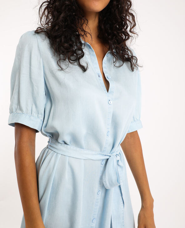 Robe chemisier tencel bleu clair - Pimkie