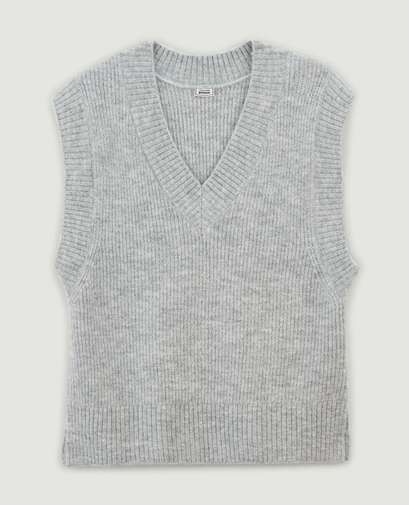 Pull sans manches oversize gris chiné - Pimkie