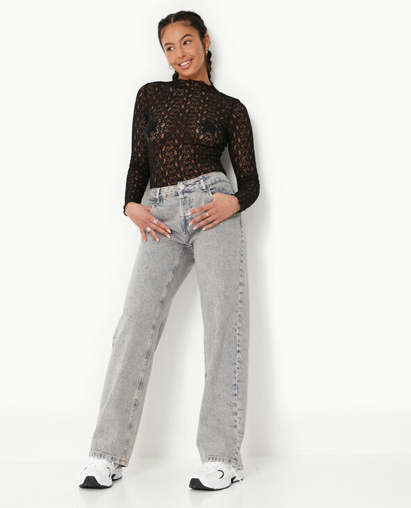 Jean wide taille basse effet délavé rose clair - Pimkie