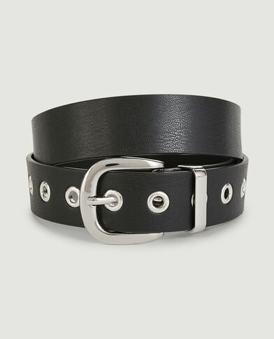Ceinture œillets métalliques noir - Pimkie