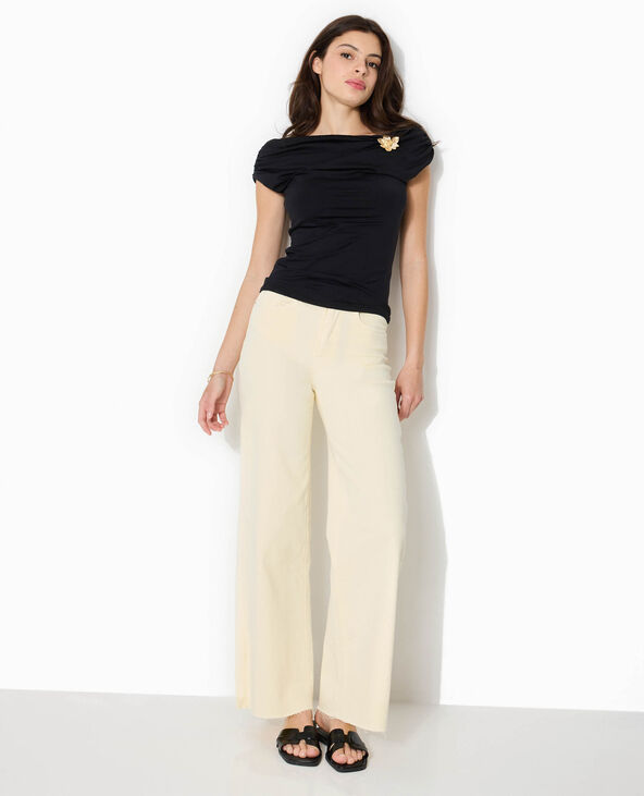 Jean wide taille haute avec bas coupés jaune - Pimkie