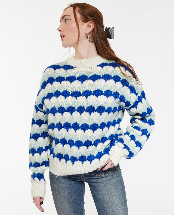 Pull en maille motif écailles bleu - Pimkie