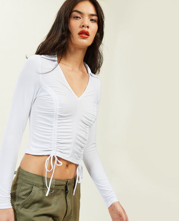 Top manches longues avec liens coulissants blanc - Pimkie