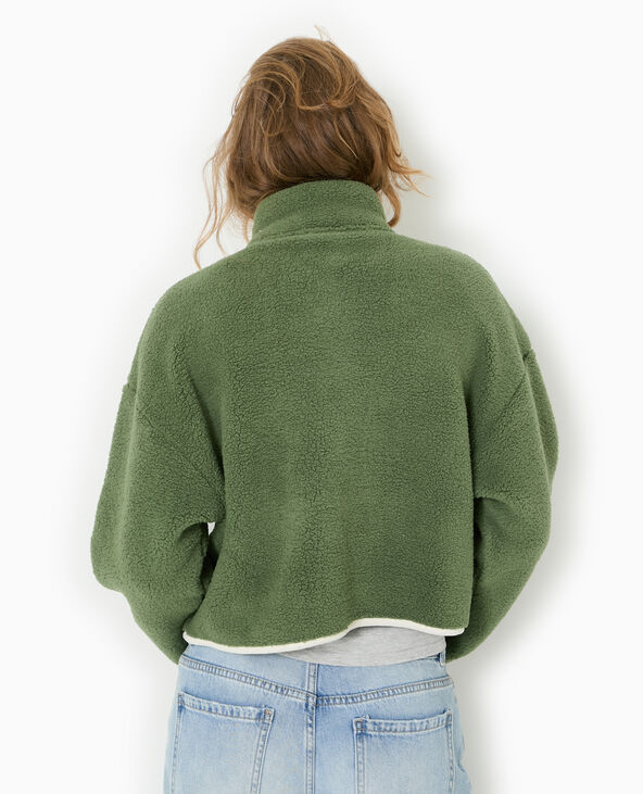 Veste en polaire ultra douce avec bords contrastés vert kaki - Pimkie