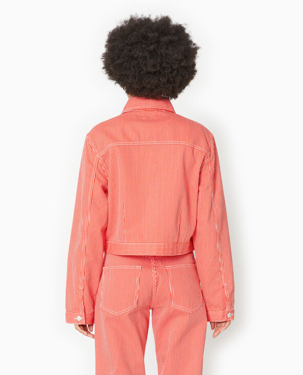 Veste courte en toile avec fines rayures rouge - Pimkie