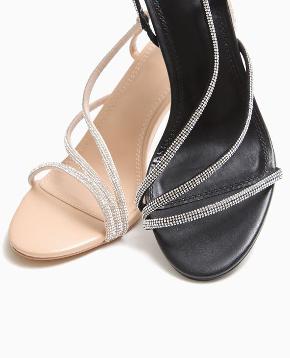 Sandales à talon avec brides strass noir - Pimkie