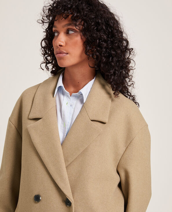 Caban oversize en drap de laine camel - Pimkie