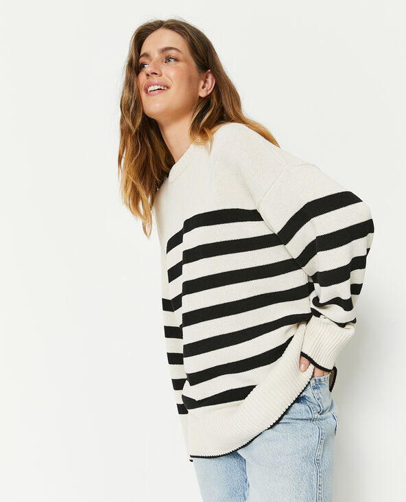 Pull rayé col rond blanc - Pimkie