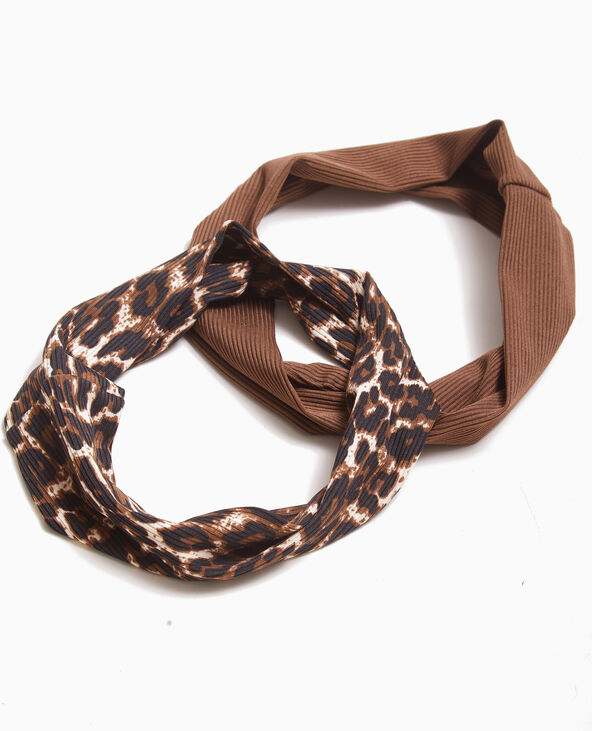 Lot de 2 bandeaux en maille côtelée camel - Pimkie