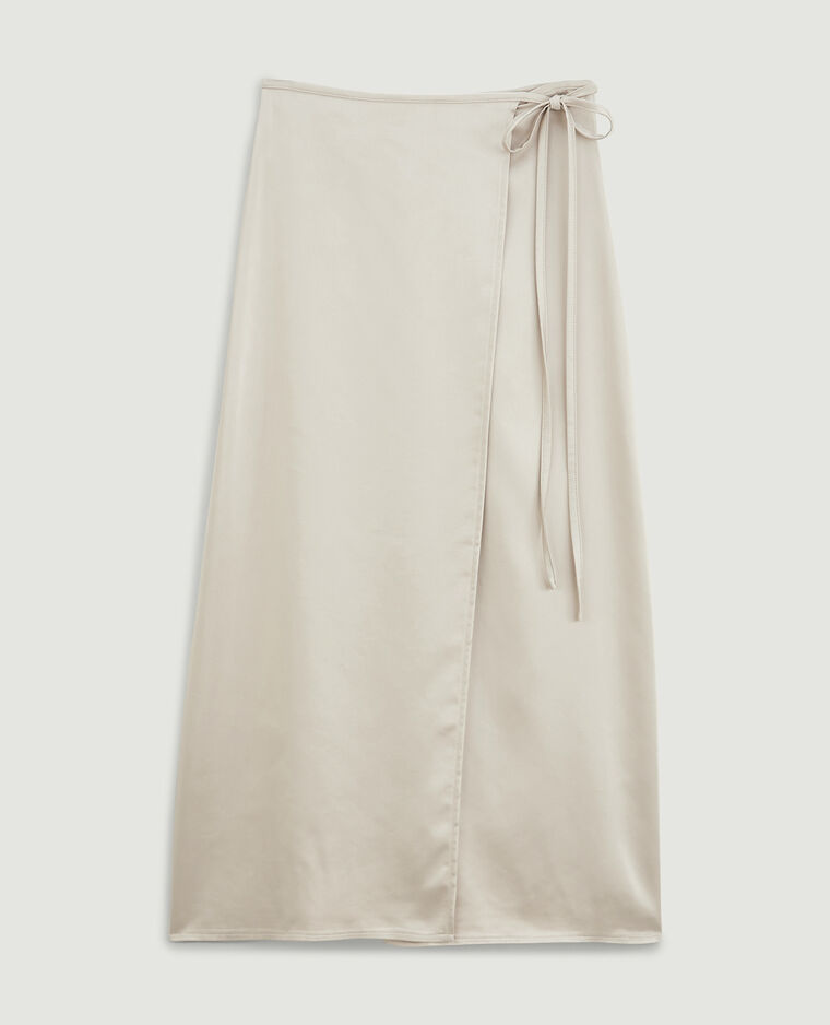 Jupe porte-feuille en satin écru - Pimkie