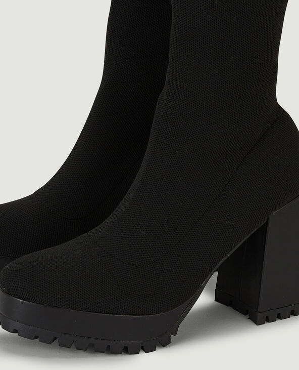 Cuissardes plateformes en maille noir - Pimkie