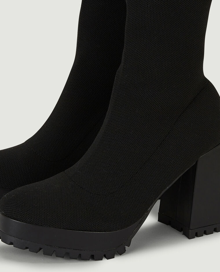 Cuissardes plateformes en maille noir - Pimkie