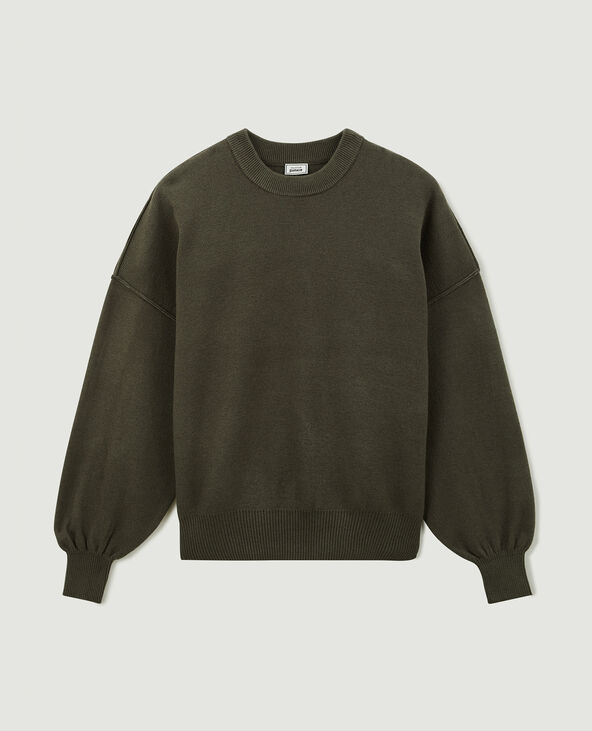 Pull col rond en maille compacte vert kaki - Pimkie