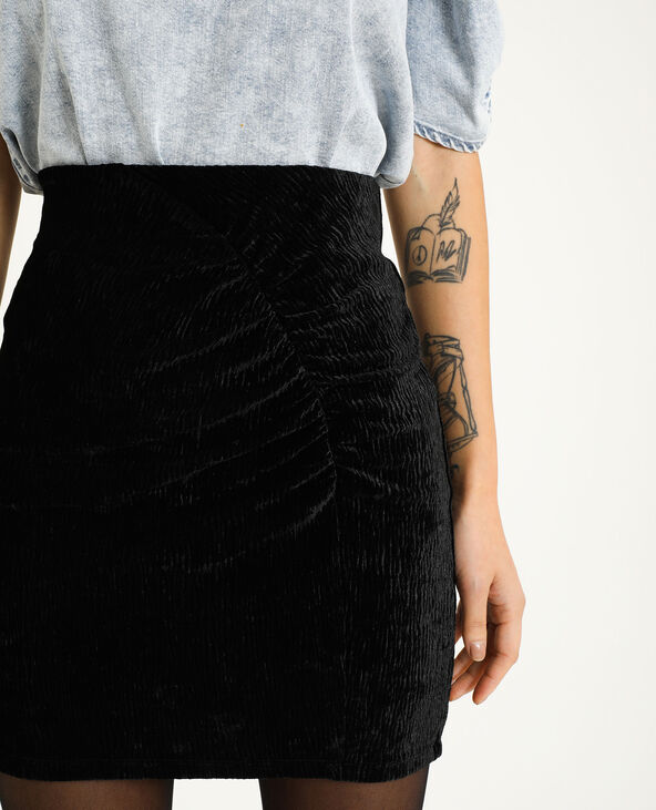 Jupe courte en velours noir - Pimkie
