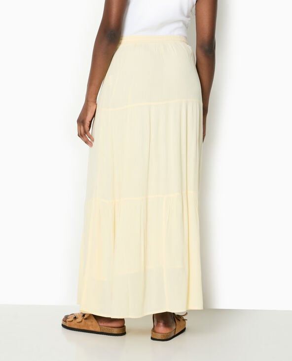 Jupon long à étages avec ceinture élastiquée Jaune pâle - Pimkie