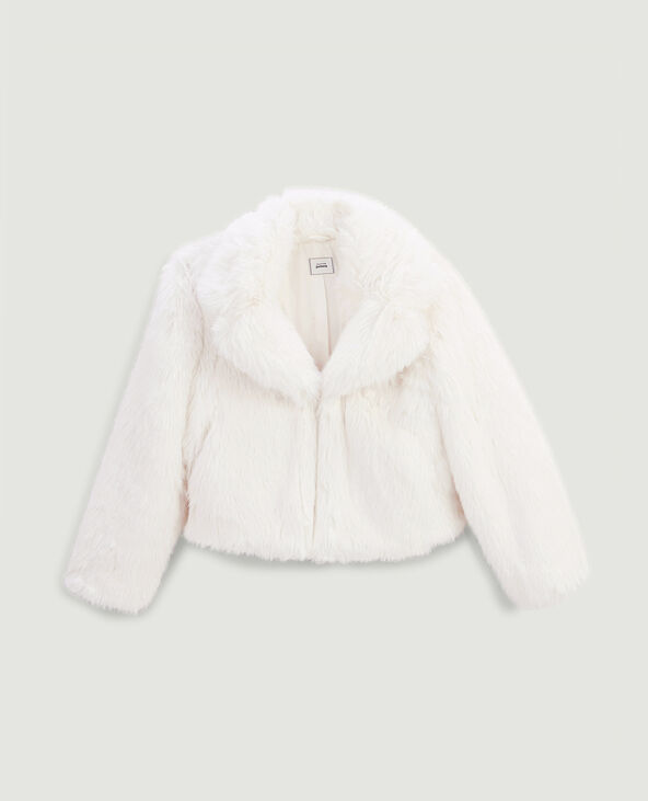 Veste courte fausse fourrure store blanche