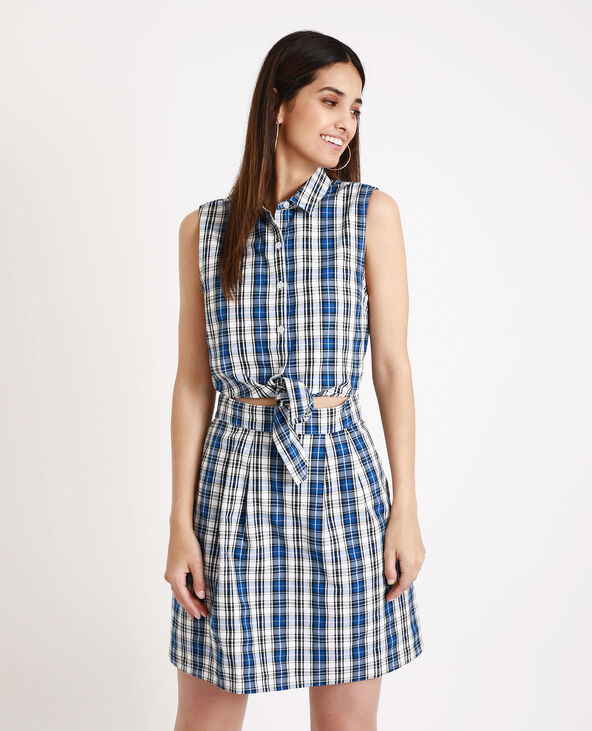 Robe chemise à carreaux bleu marine - Pimkie
