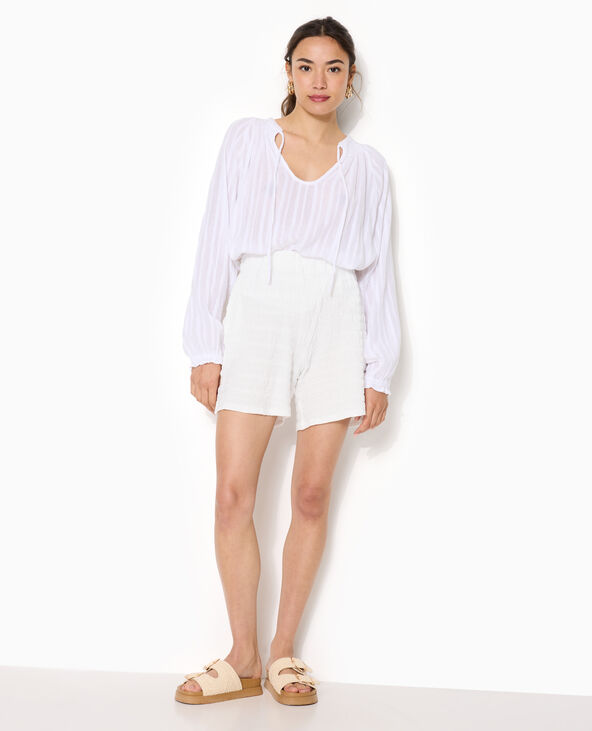 Short ceinture élastiquée en maille reliefée blanc - Pimkie