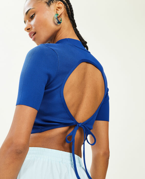 Top dos-nu en maille bleu électrique - Pimkie