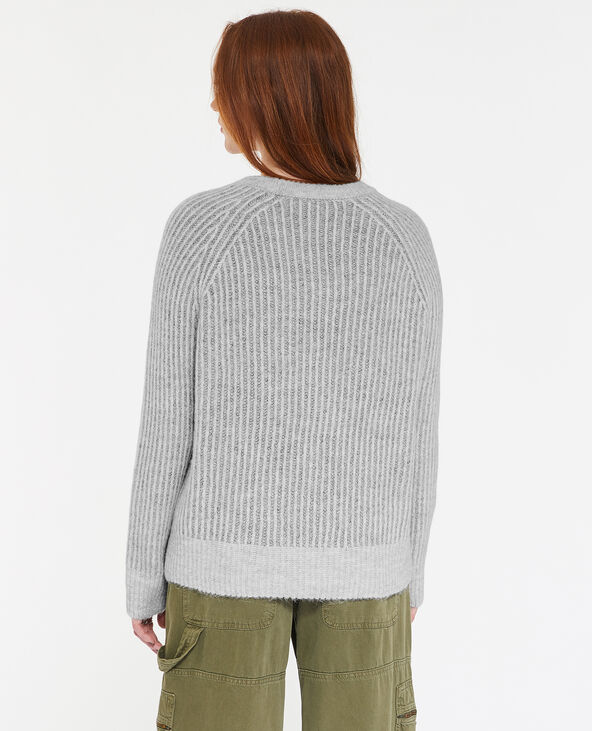 Pull en maille côtelée effet rayé gris chiné - Pimkie