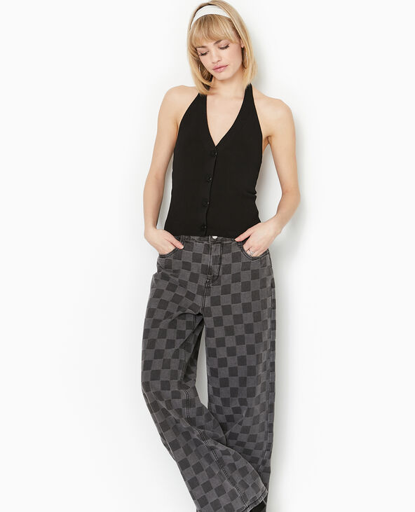 Top boutonné dos-nu noir - Pimkie