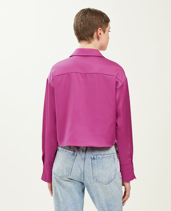 Chemise courte en tissu satiné rose - Pimkie