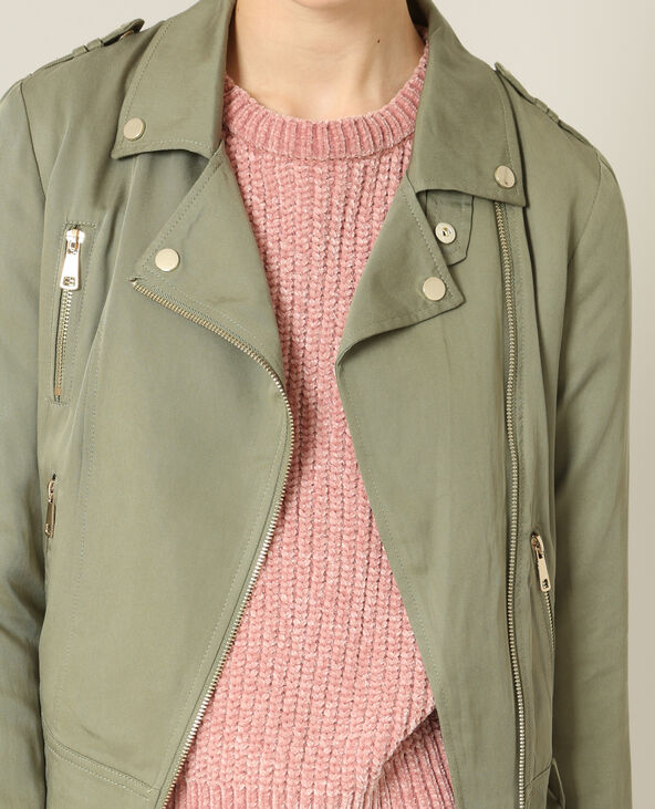 Veste biker fluide vert de gris - Pimkie