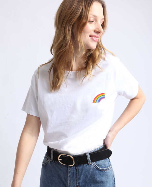 T-shirt arc-en-ciel blanc - Pimkie
