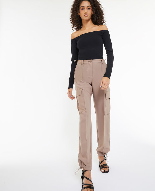 Pantalon cargo avec élastiques coulissés taupe - Pimkie