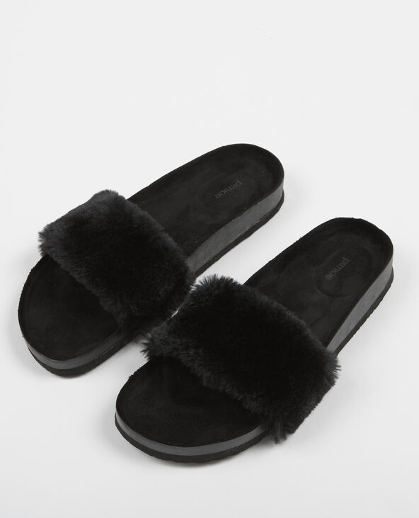 Sandales plates fausse fourrure Pimkie