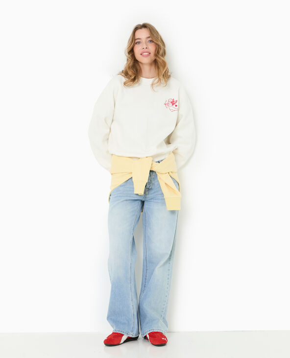 Sweat oversize avec print poitrine et dos  blanc - Pimkie