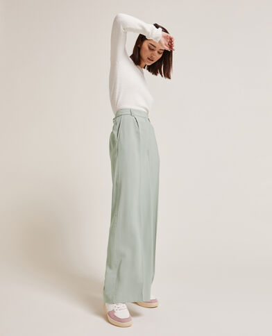 Pantalon large en toile fluide vert - Pimkie