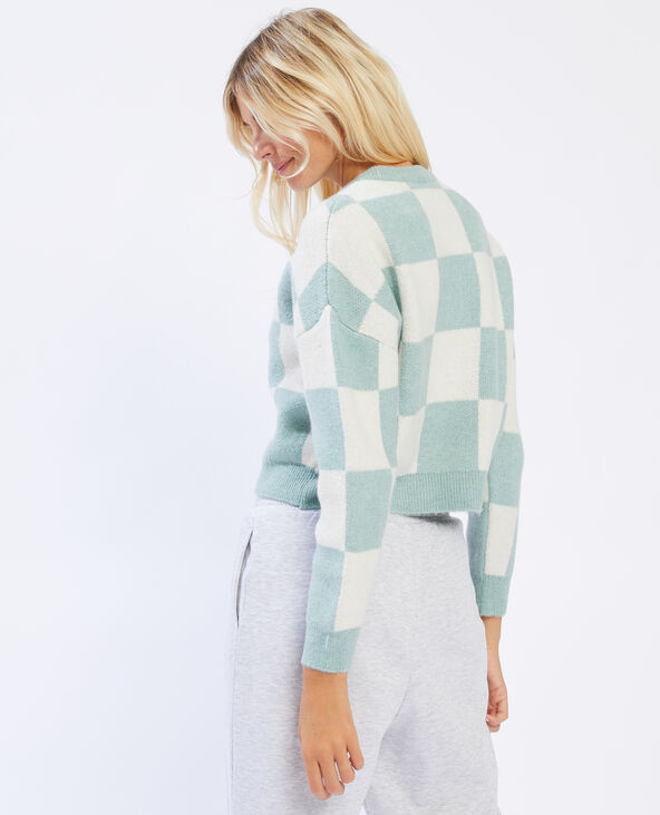 Pull à damier blanc - Pimkie