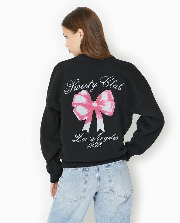 Sweat col rond avec print devant et dos noir - Pimkie