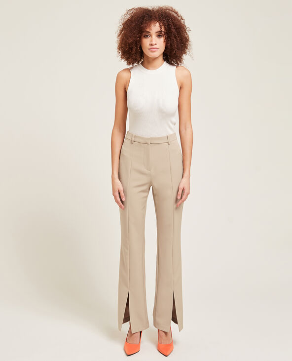 Pantalon droit avec fentes camel - Pimkie