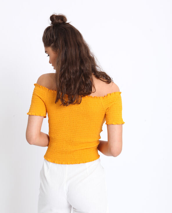 Crop top à col bardot jaune ocre - Pimkie