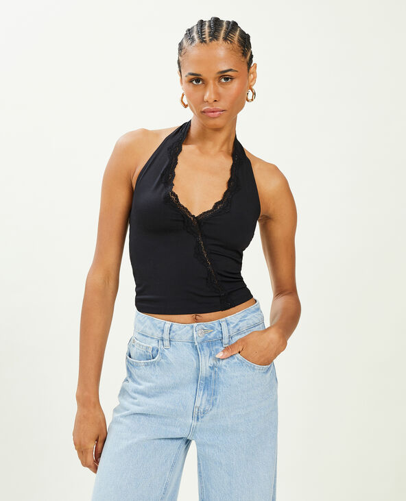 Top dos-nu court avec dentelle noir - Pimkie