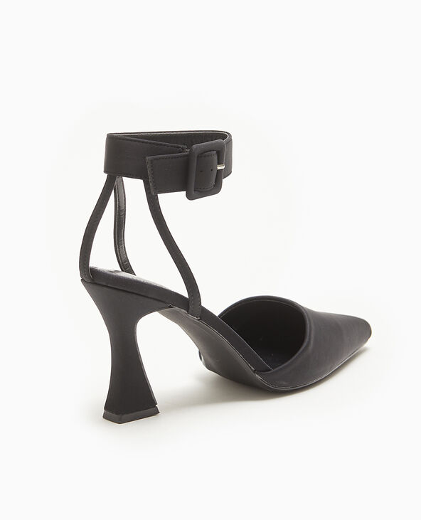 Sandales talon bobine avec bride tour de cheville noir - Pimkie