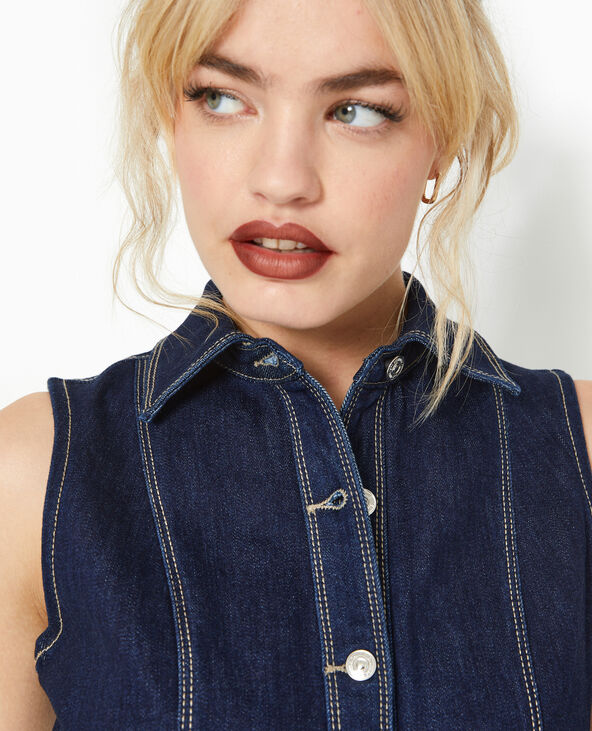 Robe en jean boutonnée sans manches bleu - Pimkie