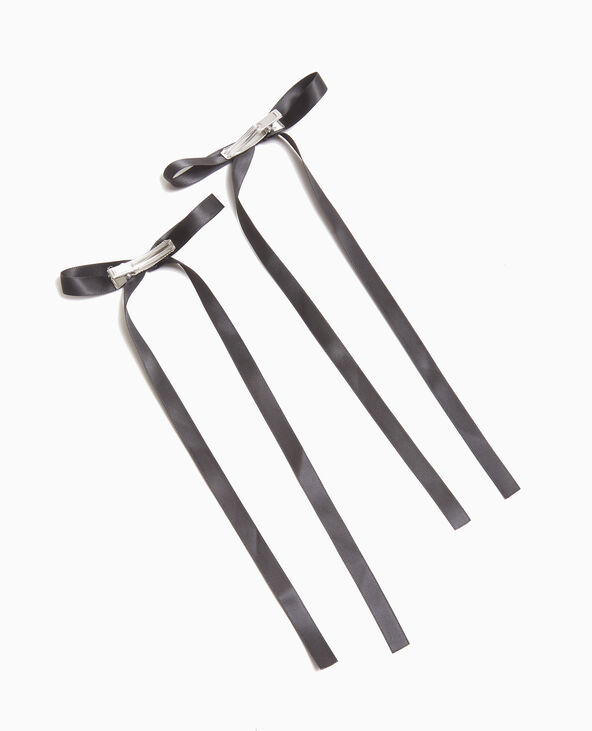 Lot de 2 barrettes crocodiles avec nœud noir - Pimkie