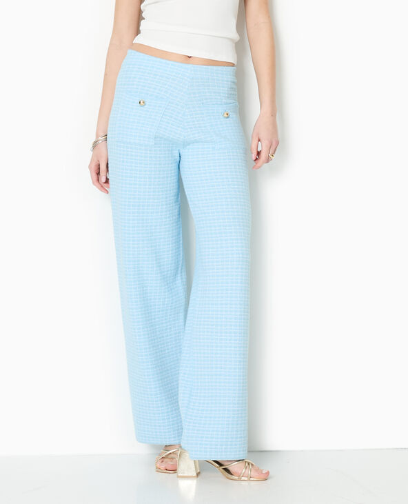Pantalon en maille à carreaux bleu - Pimkie
