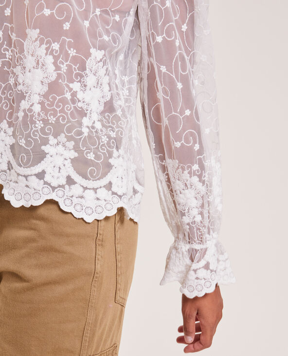 Top en tulle brodée blanc - Pimkie