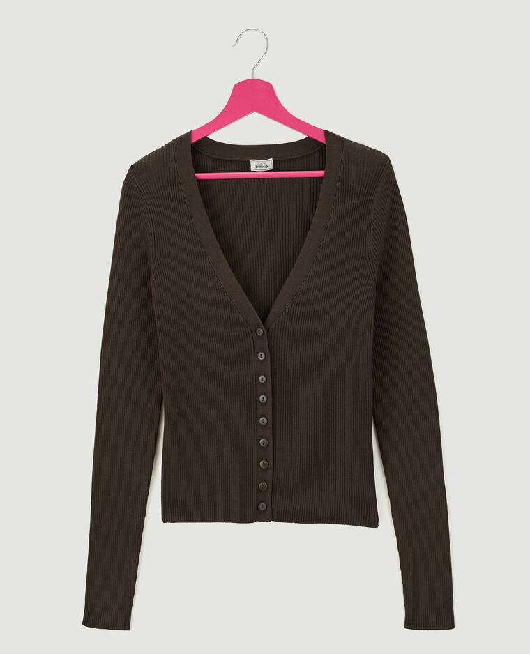 Gilet en maille côtelée marron - Pimkie