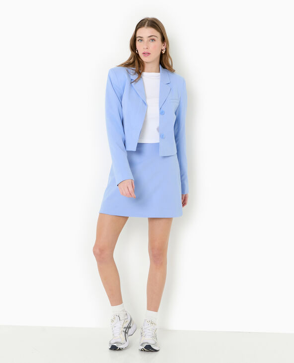 Jupe courte trapèze avec fentes arrondies bleu - Pimkie
