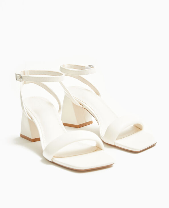 Sandales 1 bride avec talons trapèzes blanc - Pimkie
