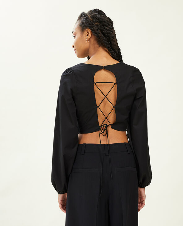 Blouse courte façon corset encolure carrée noir - Pimkie