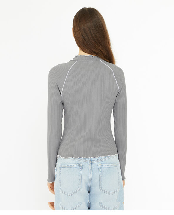 Top en maille côtelée avec coutures apparentes gris - Pimkie