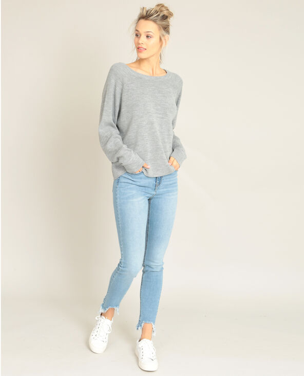 Pull à nœud gris chiné - Pimkie