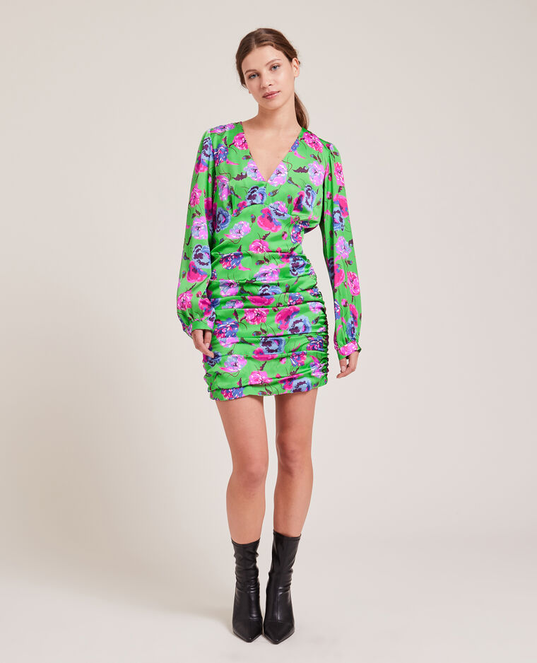 Robe courte en satin vert - Pimkie