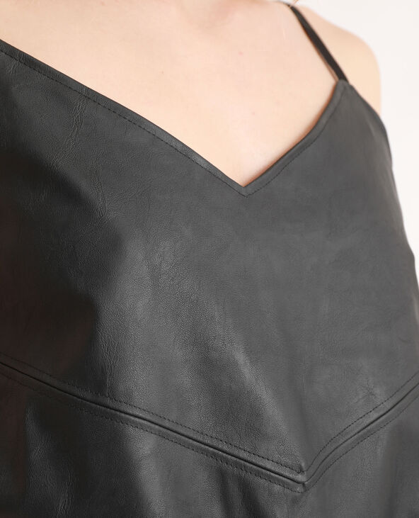 Top effet faux cuir noir - Pimkie